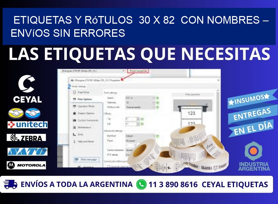 Etiquetas y Rótulos  30 x 82  con Nombres – Envíos sin Errores