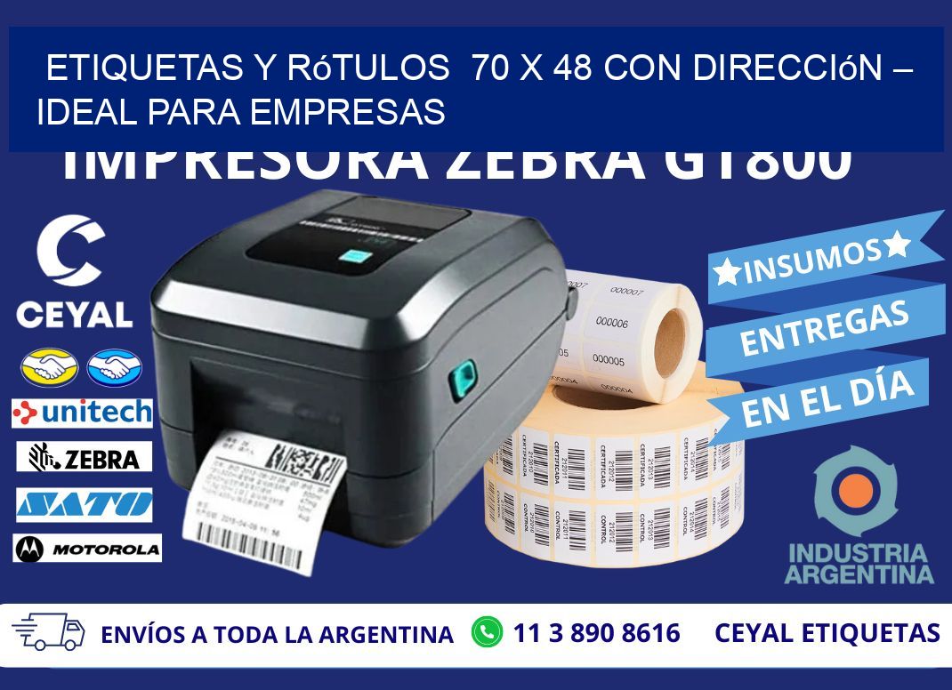 Etiquetas y Rótulos  70 x 48 con Dirección – Ideal para Empresas