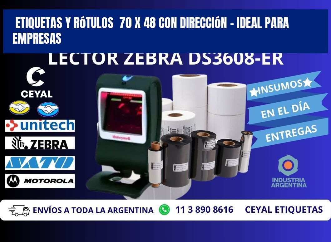 Etiquetas y Rótulos  70 x 48 con Dirección – Ideal para Empresas