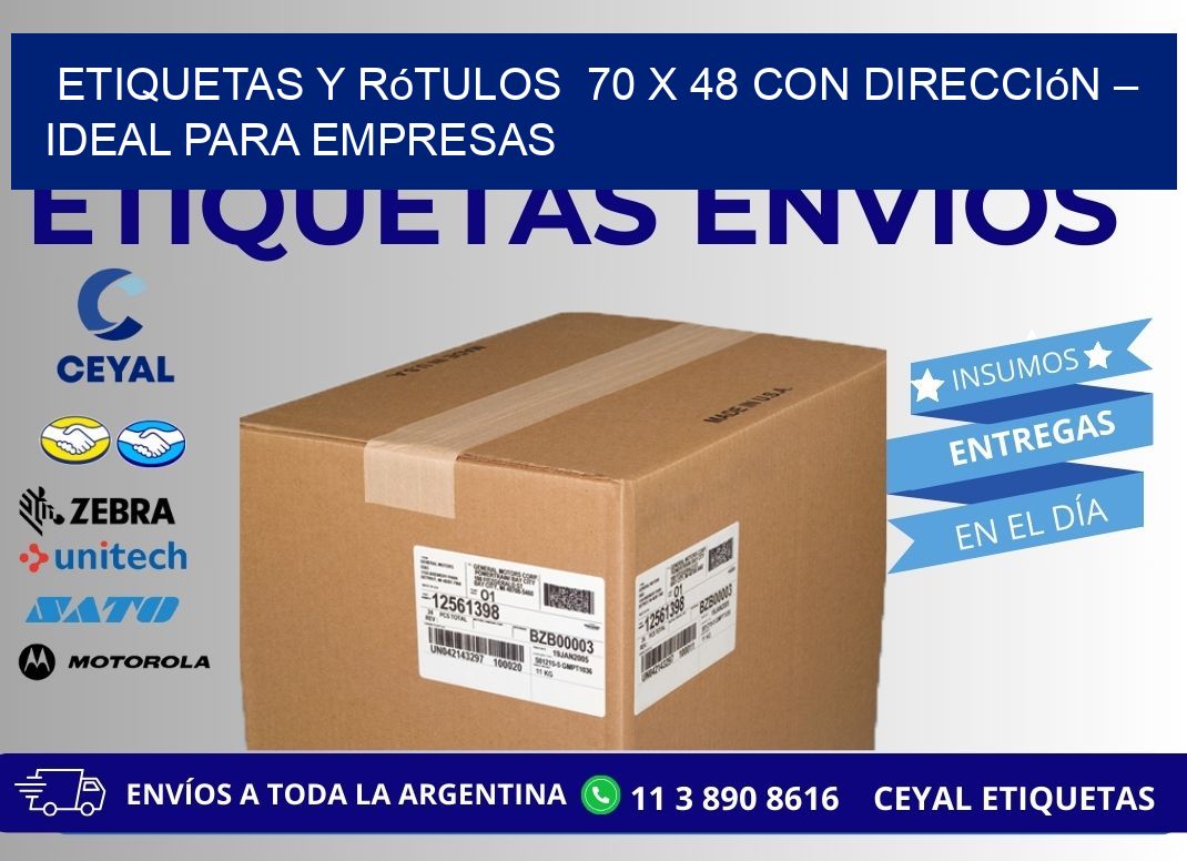 Etiquetas y Rótulos  70 x 48 con Dirección – Ideal para Empresas