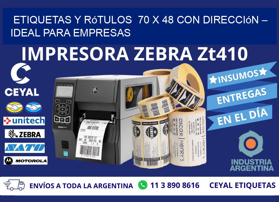 Etiquetas y Rótulos  70 x 48 con Dirección – Ideal para Empresas