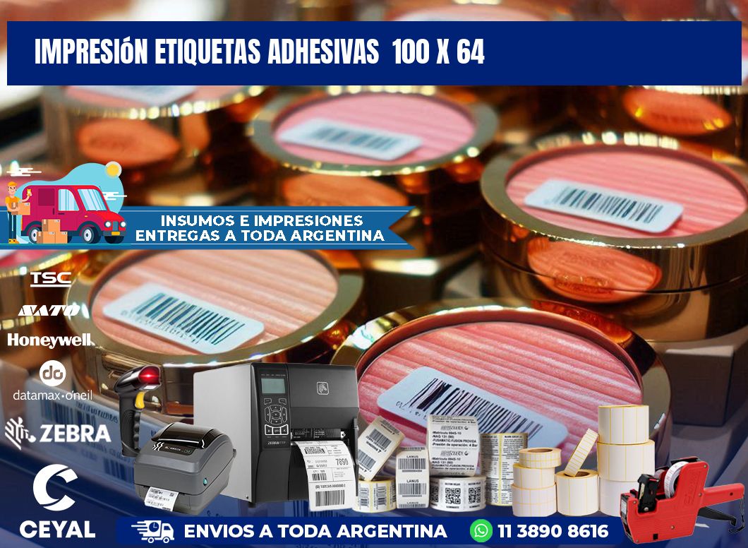 Impresión Etiquetas adhesivas  100 x 64