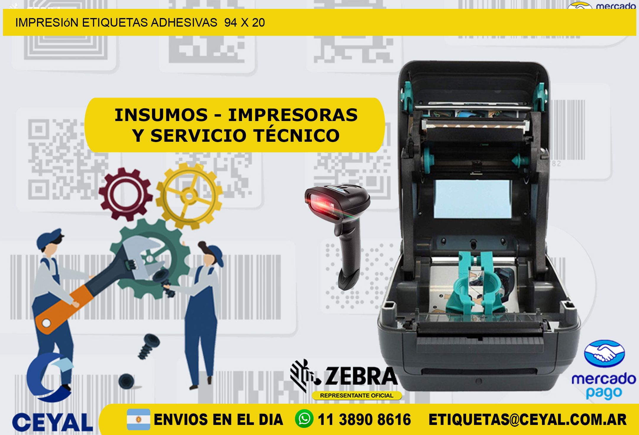 Impresión Etiquetas adhesivas  94 x 20