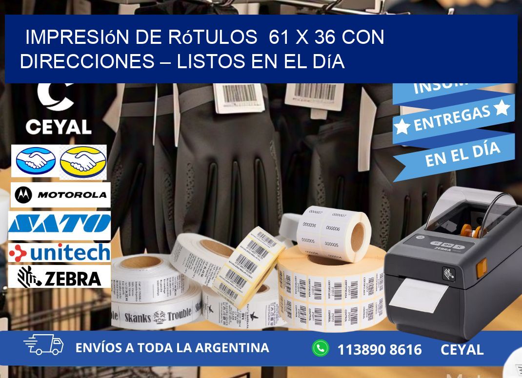 Impresión de Rótulos  61 x 36 con Direcciones – Listos en el Día