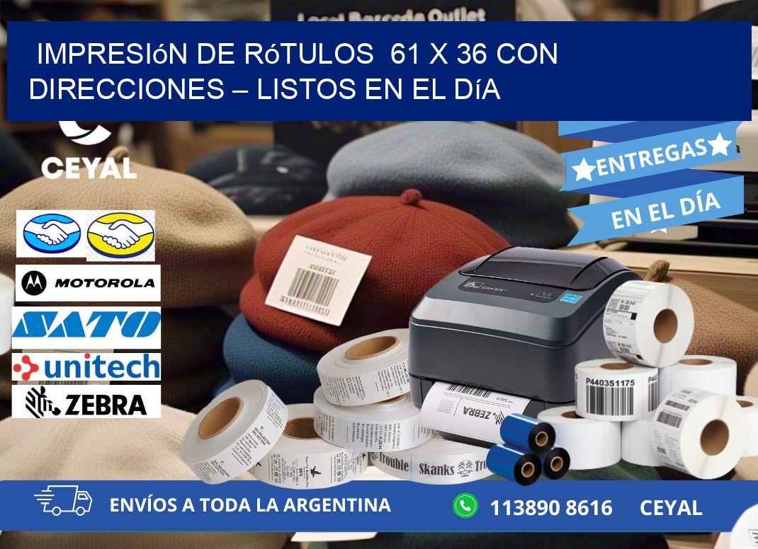 Impresión de Rótulos  61 x 36 con Direcciones – Listos en el Día