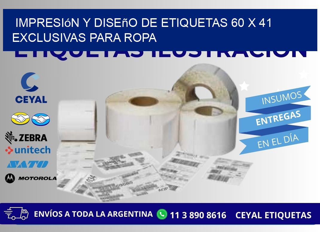 Impresión y Diseño de Etiquetas 60 x 41 Exclusivas para Ropa