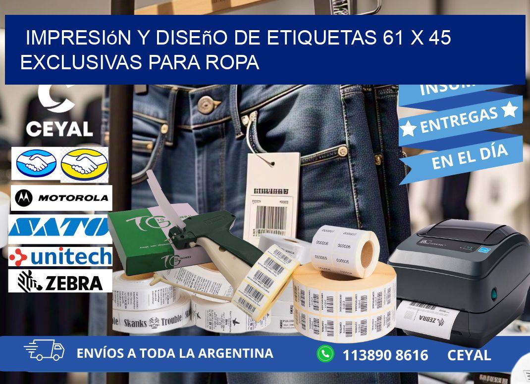 Impresión y Diseño de Etiquetas 61 x 45 Exclusivas para Ropa