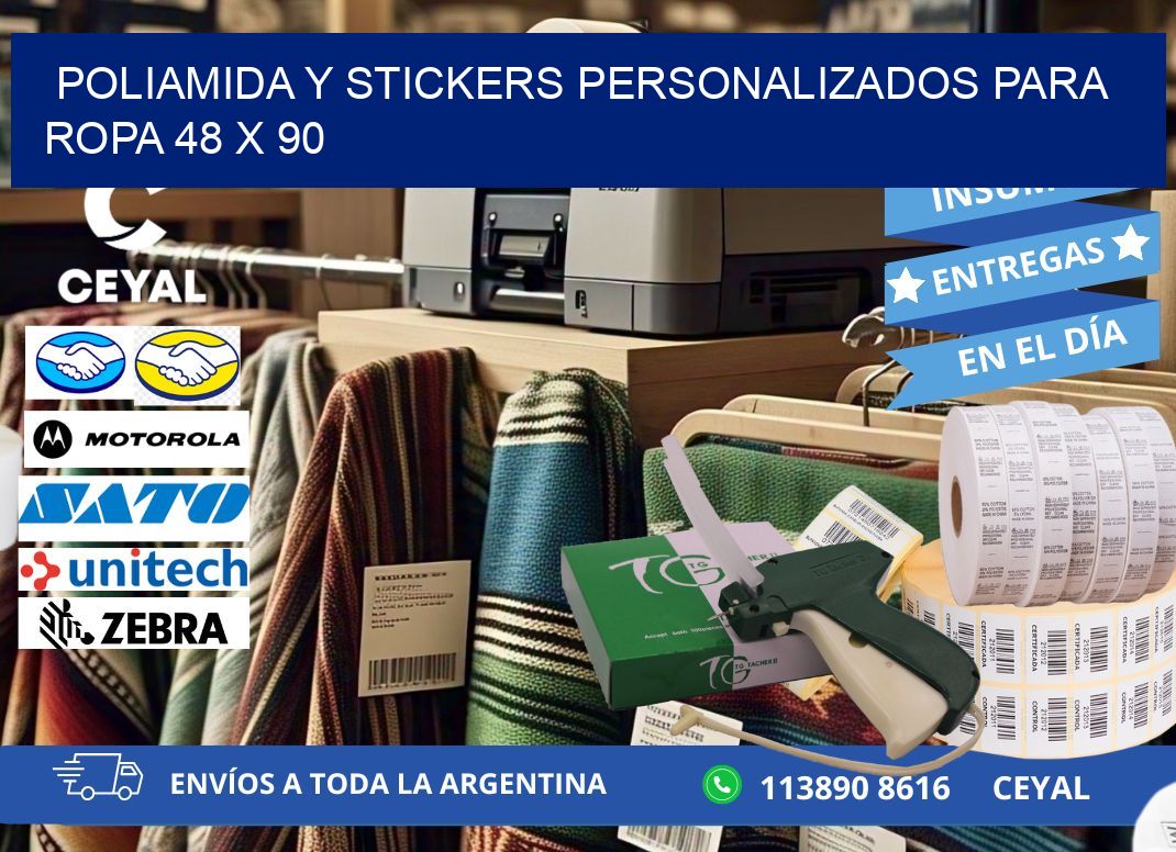 POLIAMIDA Y STICKERS PERSONALIZADOS PARA ROPA 48 x 90