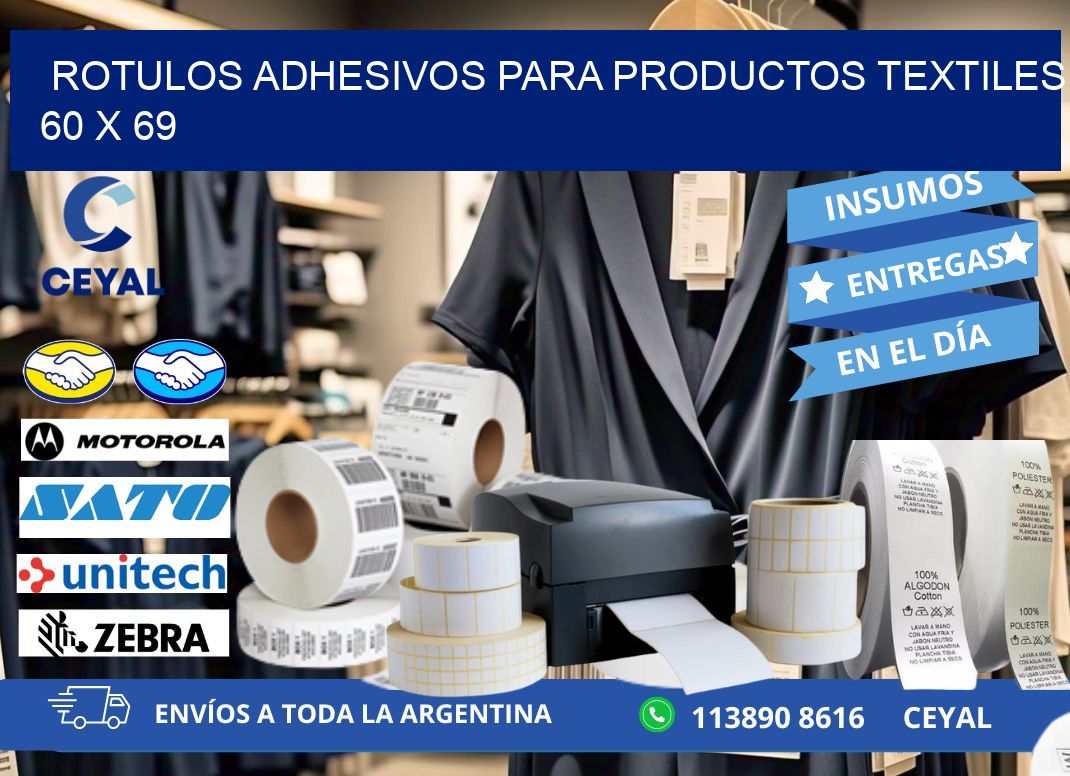 ROTULOS ADHESIVOS PARA PRODUCTOS TEXTILES 60 x 69