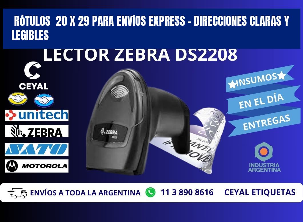 Rótulos  20 x 29 para Envíos Express – Direcciones Claras y Legibles