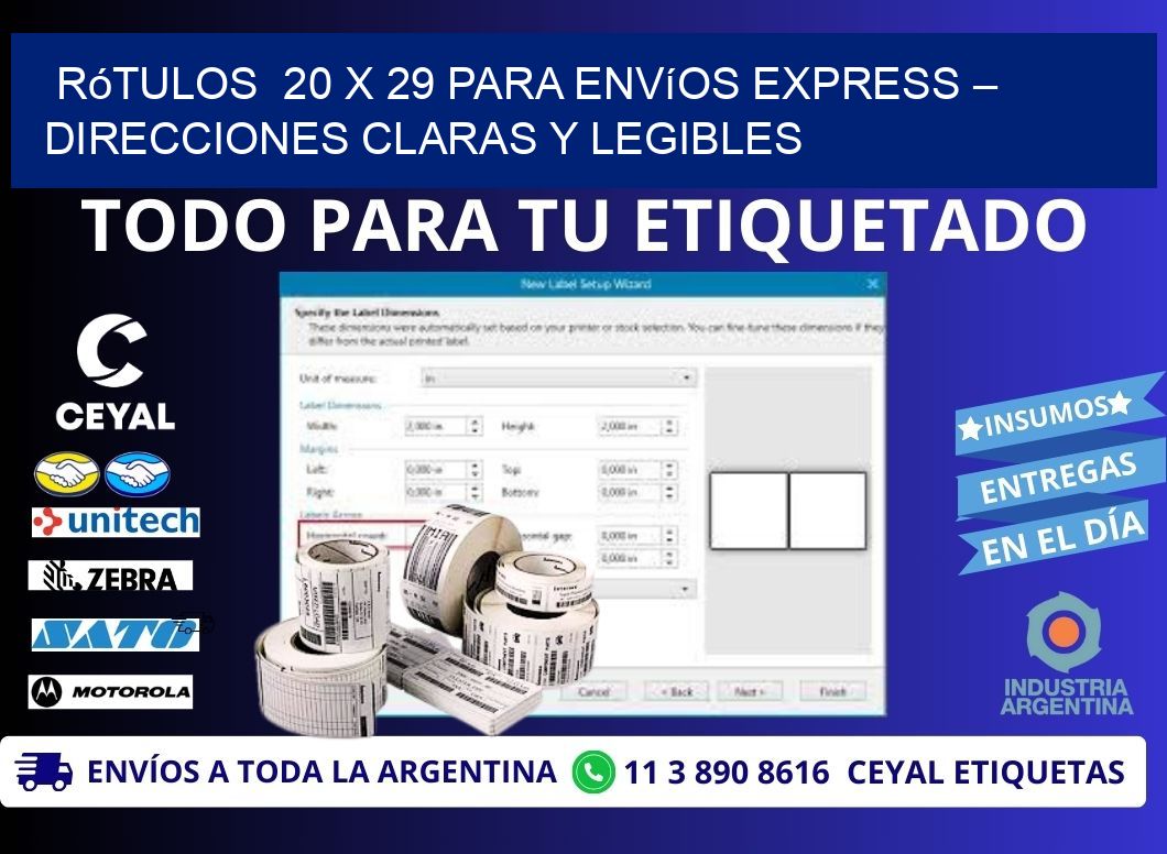 Rótulos  20 x 29 para Envíos Express – Direcciones Claras y Legibles