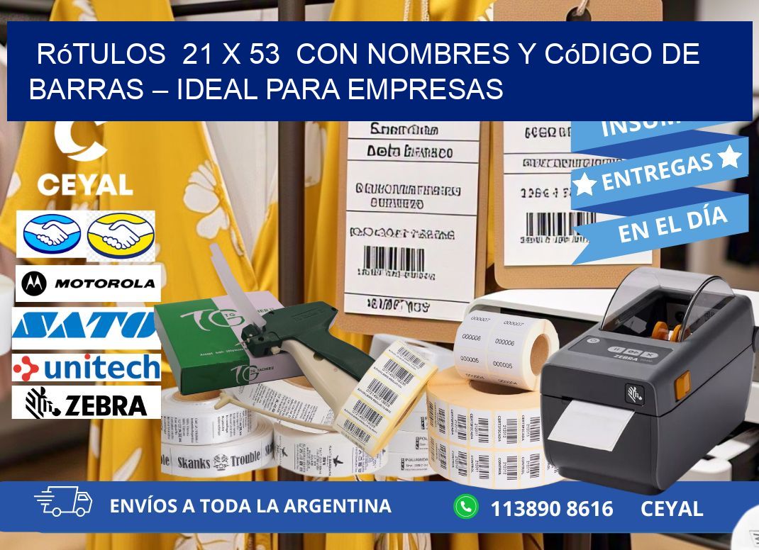 Rótulos  21 x 53  con Nombres y Código de Barras – Ideal para Empresas