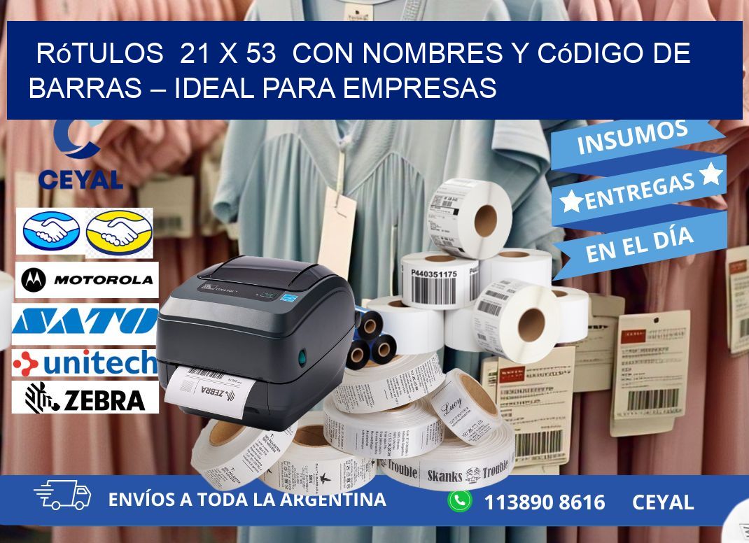 Rótulos  21 x 53  con Nombres y Código de Barras – Ideal para Empresas