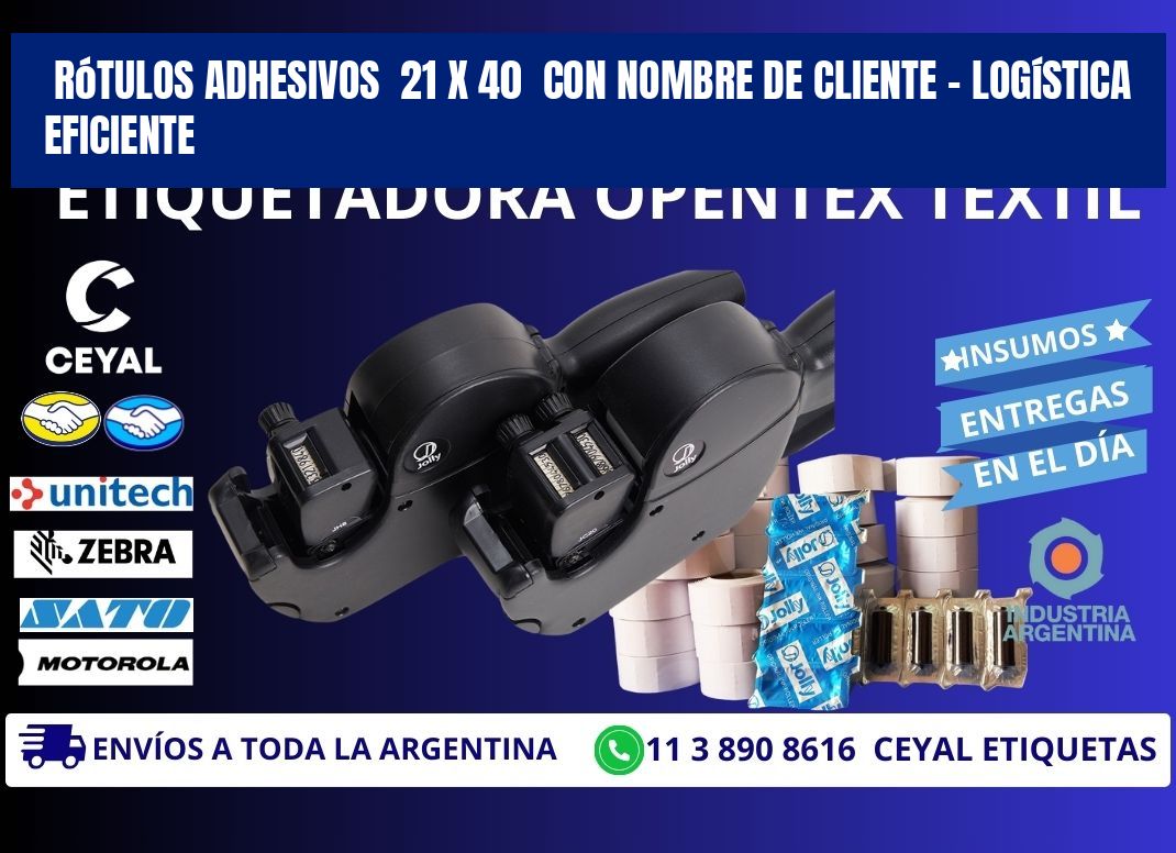 Rótulos Adhesivos 21 x 40 con Nombre de Cliente – Logística Eficiente