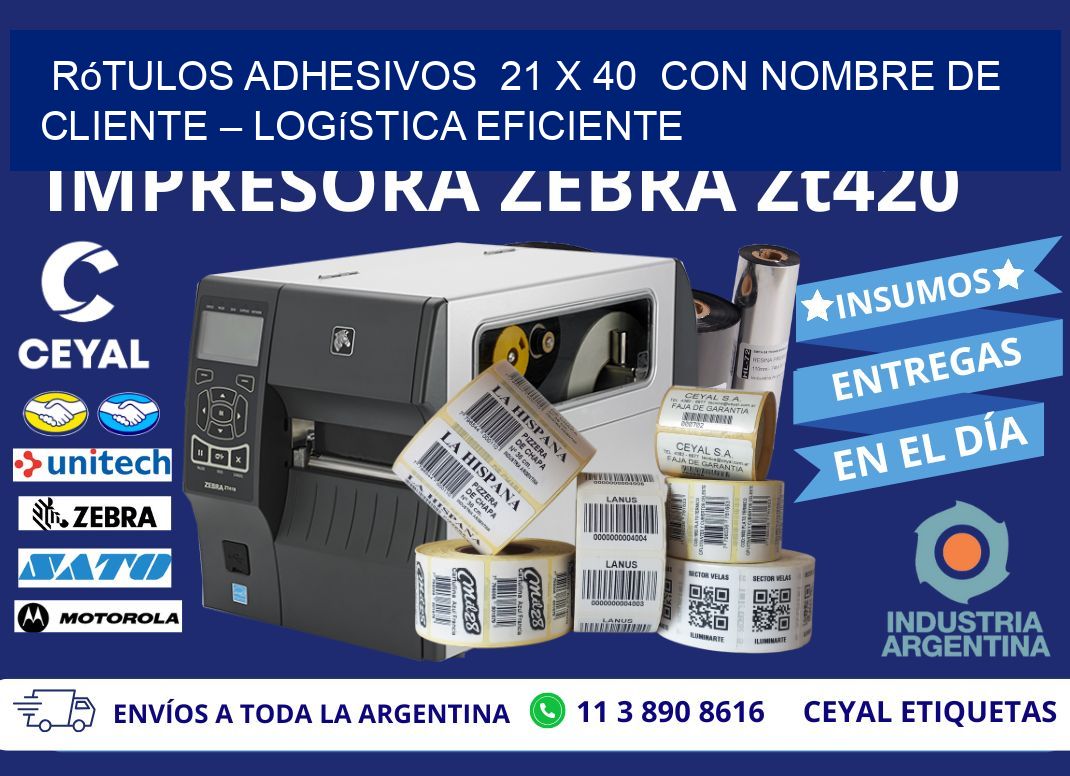Rótulos Adhesivos 21 x 40 con Nombre de Cliente – Logística Eficiente
