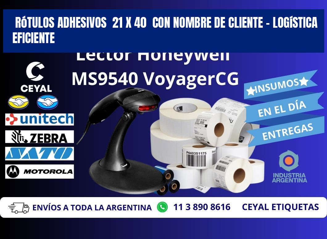 Rótulos Adhesivos 21 x 40 con Nombre de Cliente – Logística Eficiente