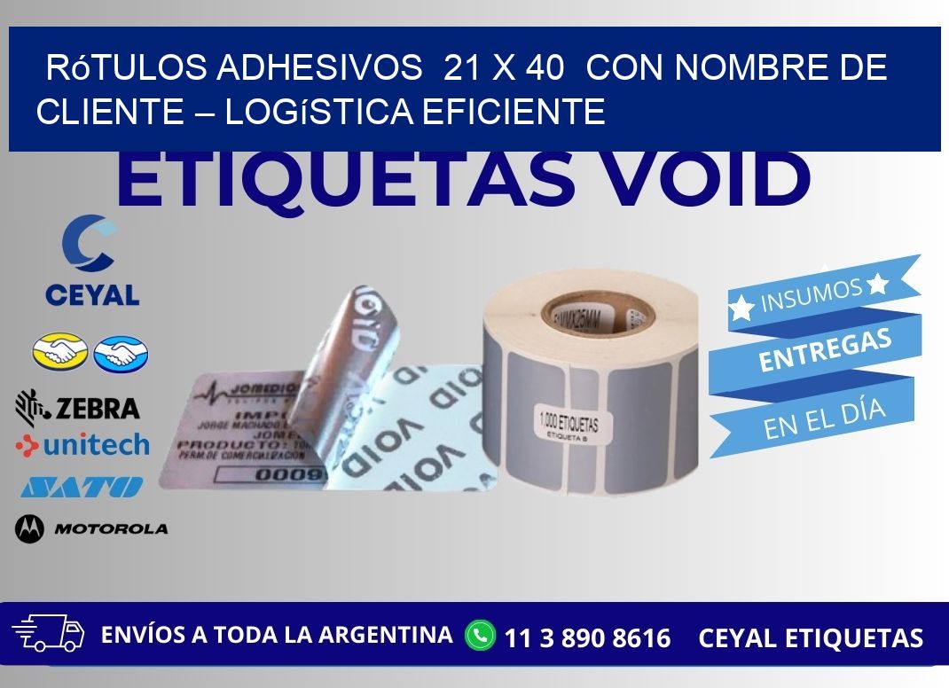 Rótulos Adhesivos 21 x 40 con Nombre de Cliente – Logística Eficiente