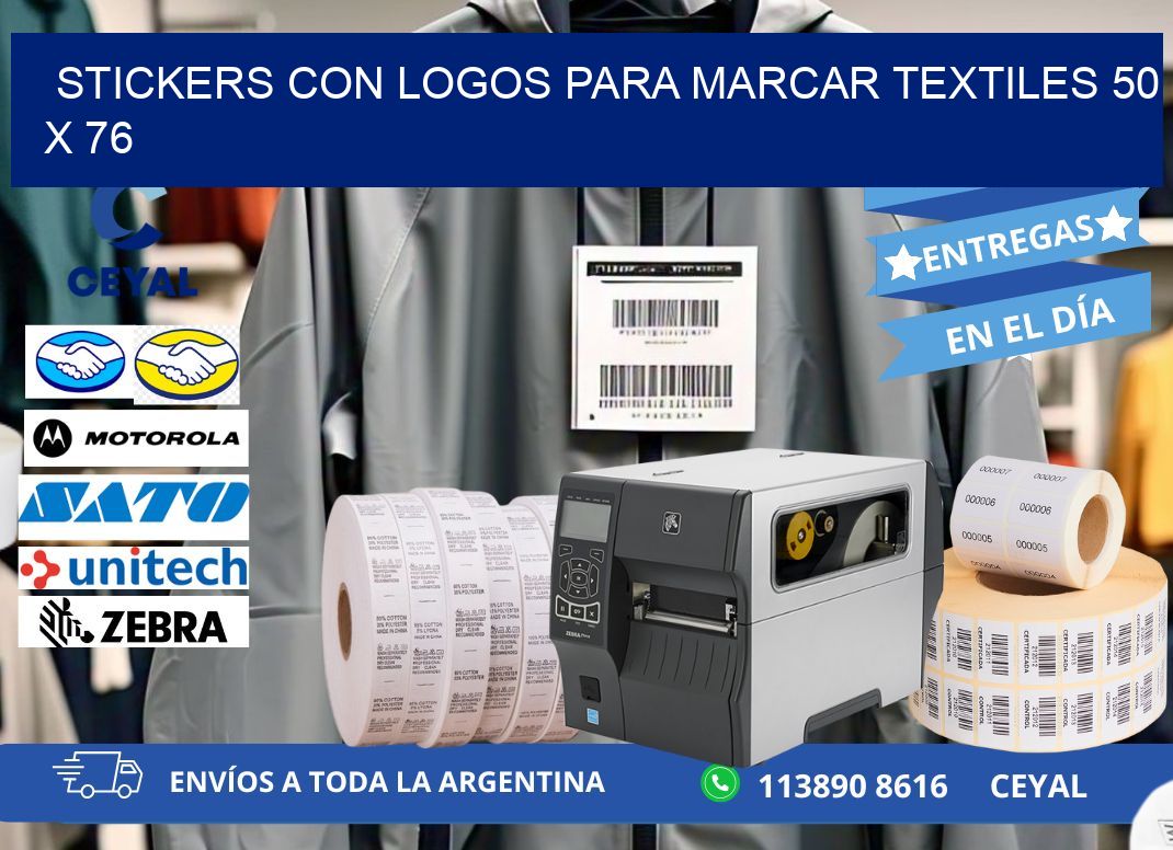 STICKERS CON LOGOS PARA MARCAR TEXTILES 50 x 76