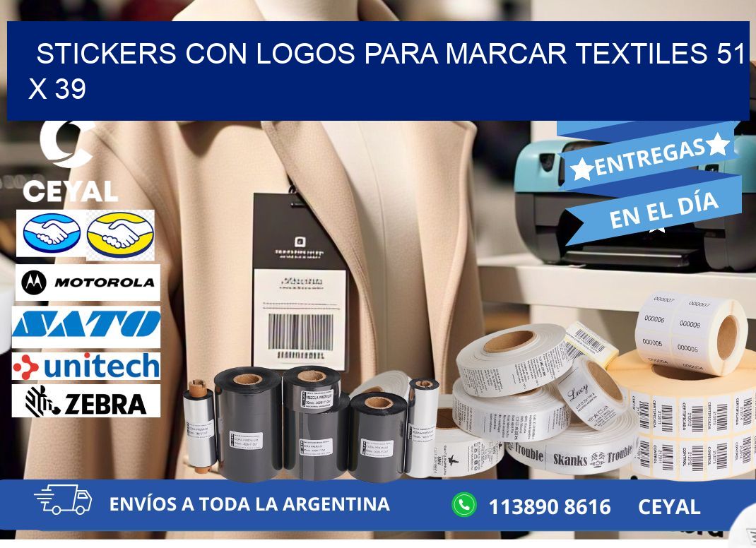 STICKERS CON LOGOS PARA MARCAR TEXTILES 51 x 39