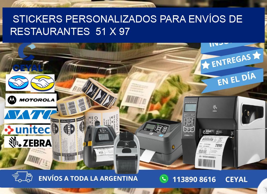 STICKERS PERSONALIZADOS PARA ENVÍOS DE RESTAURANTES  51 x 97