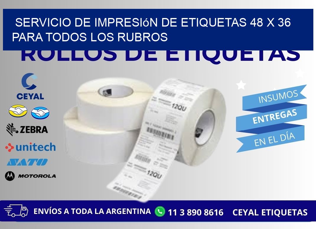 Servicio de Impresión de Etiquetas 48 x 36 para Todos los Rubros