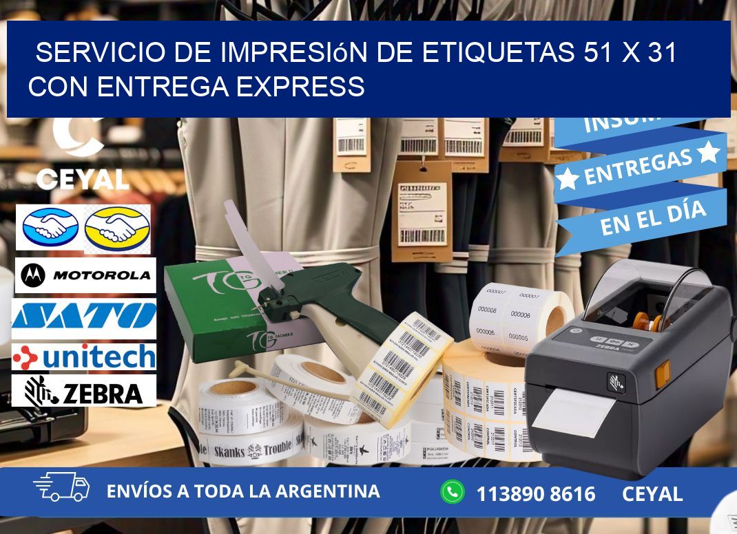 Servicio de Impresión de Etiquetas 51 x 31 con Entrega Express