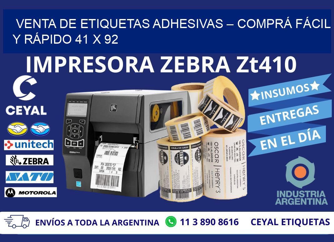 VENTA DE ETIQUETAS ADHESIVAS – COMPRÁ FÁCIL Y RÁPIDO 41 x 92