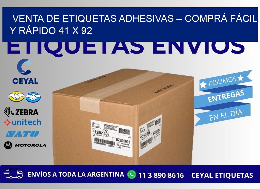 VENTA DE ETIQUETAS ADHESIVAS – COMPRÁ FÁCIL Y RÁPIDO 41 x 92
