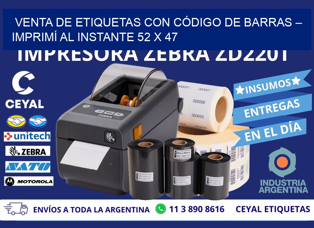 VENTA DE ETIQUETAS CON CÓDIGO DE BARRAS – IMPRIMÍ AL INSTANTE 52 x 47