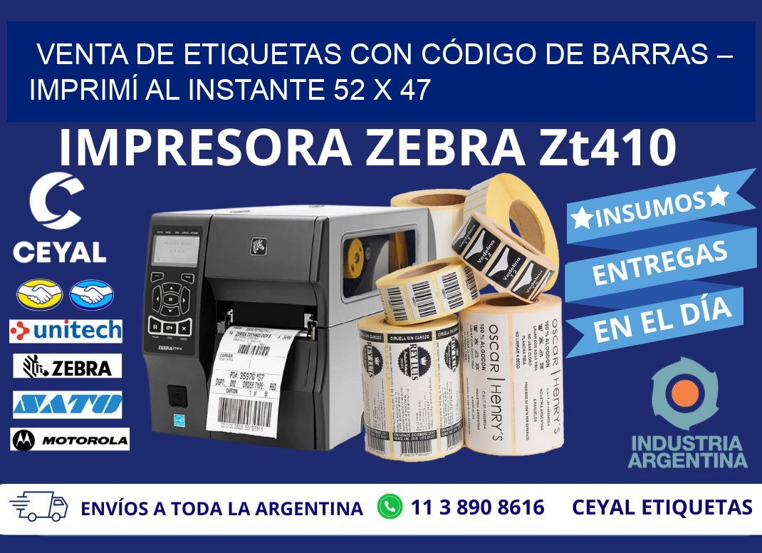 VENTA DE ETIQUETAS CON CÓDIGO DE BARRAS – IMPRIMÍ AL INSTANTE 52 x 47