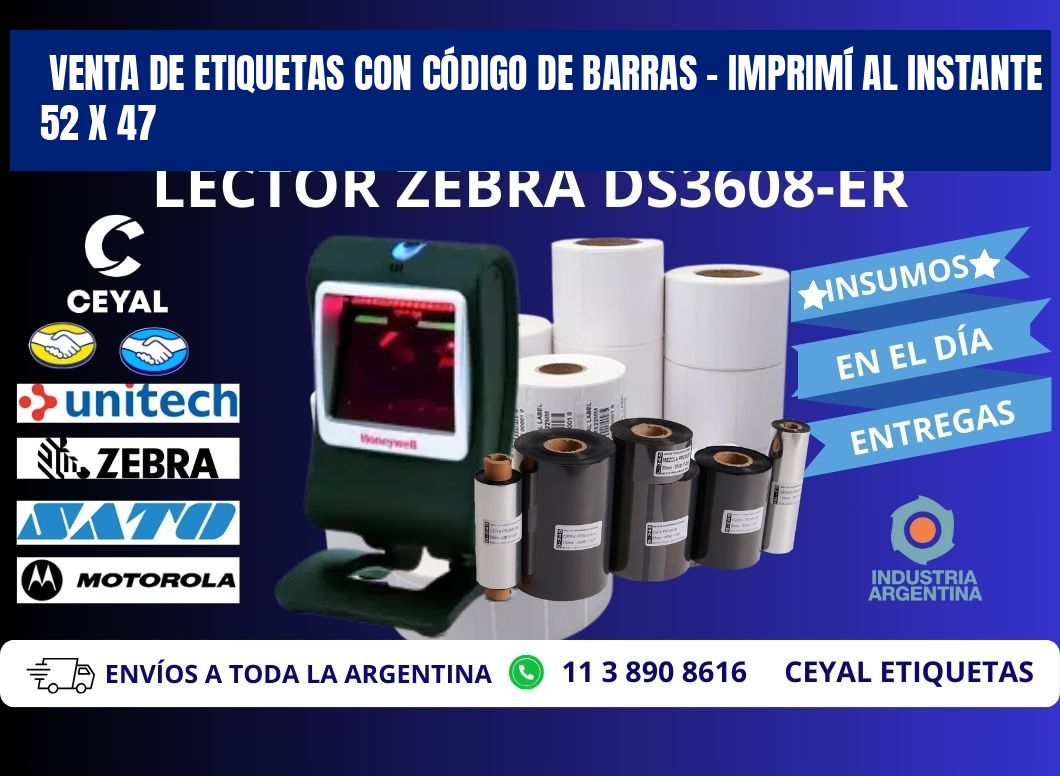 VENTA DE ETIQUETAS CON CÓDIGO DE BARRAS – IMPRIMÍ AL INSTANTE 52 x 47