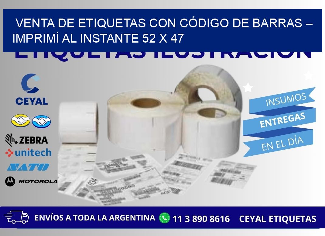 VENTA DE ETIQUETAS CON CÓDIGO DE BARRAS – IMPRIMÍ AL INSTANTE 52 x 47