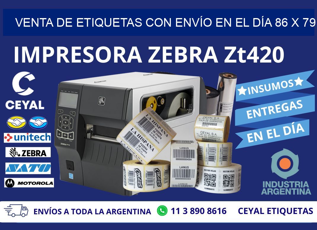 VENTA DE ETIQUETAS CON ENVÍO EN EL DÍA 86 x 79