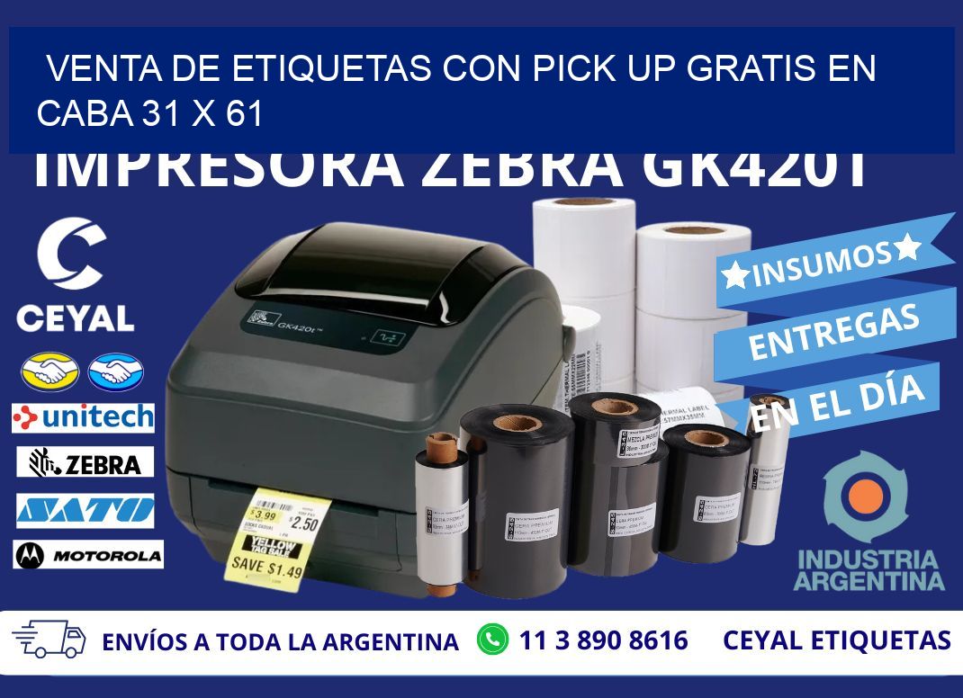 VENTA DE ETIQUETAS CON PICK UP GRATIS EN CABA 31 x 61