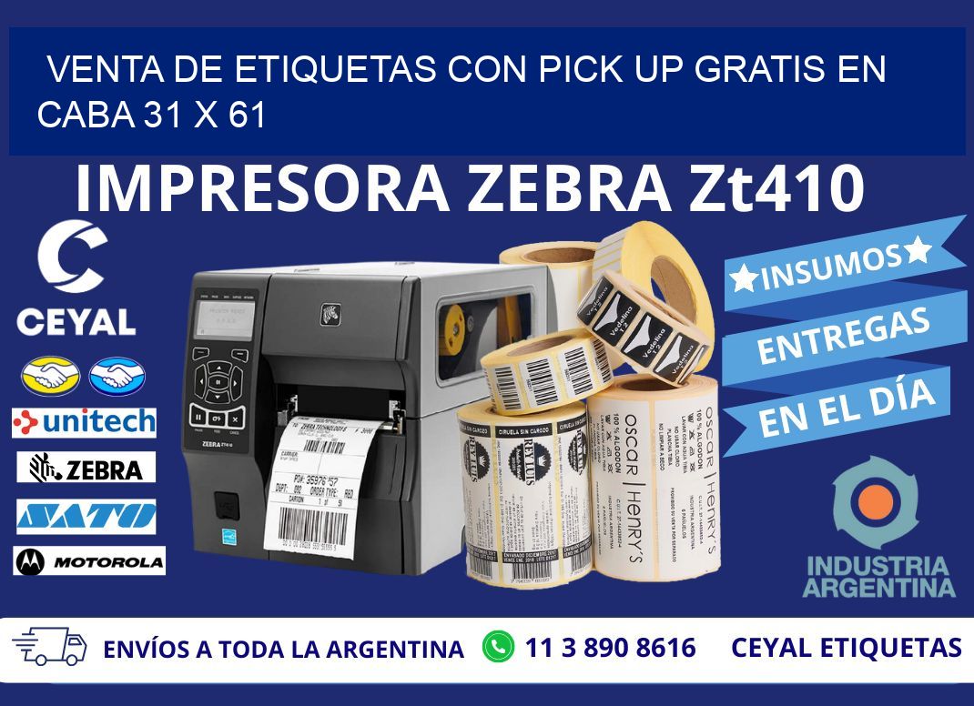 VENTA DE ETIQUETAS CON PICK UP GRATIS EN CABA 31 x 61