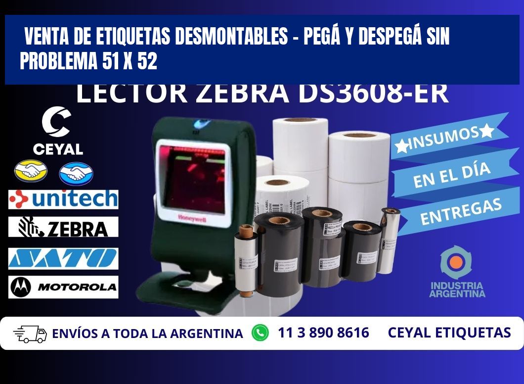 VENTA DE ETIQUETAS DESMONTABLES – PEGÁ Y DESPEGÁ SIN PROBLEMA 51 x 52