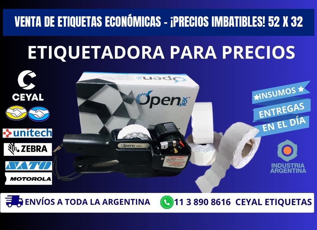 VENTA DE ETIQUETAS ECONÓMICAS – ¡PRECIOS IMBATIBLES! 52 x 32