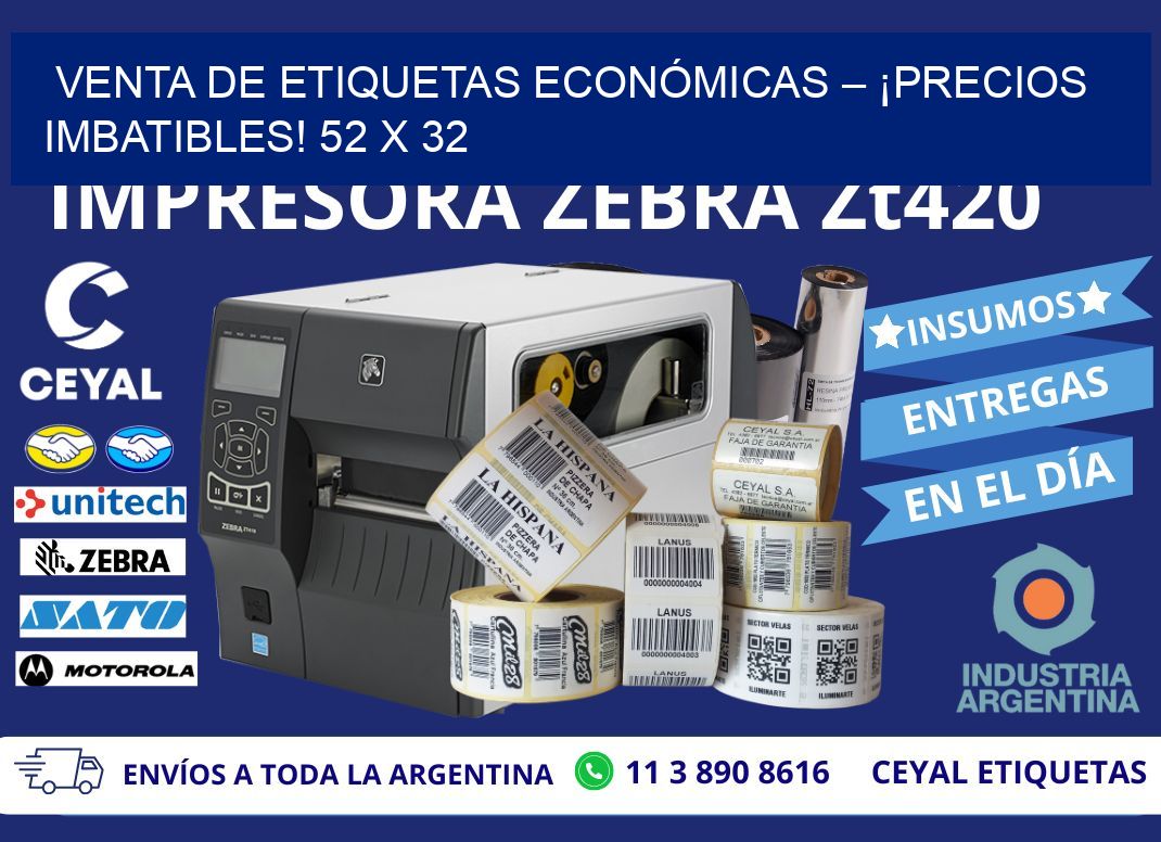 VENTA DE ETIQUETAS ECONÓMICAS – ¡PRECIOS IMBATIBLES! 52 x 32