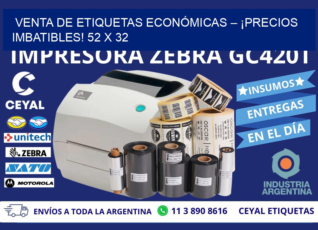 VENTA DE ETIQUETAS ECONÓMICAS – ¡PRECIOS IMBATIBLES! 52 x 32