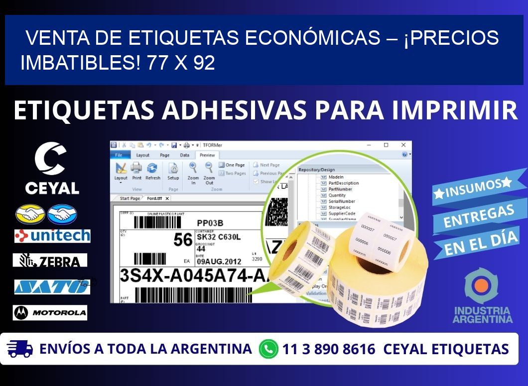 VENTA DE ETIQUETAS ECONÓMICAS – ¡PRECIOS IMBATIBLES! 77 x 92