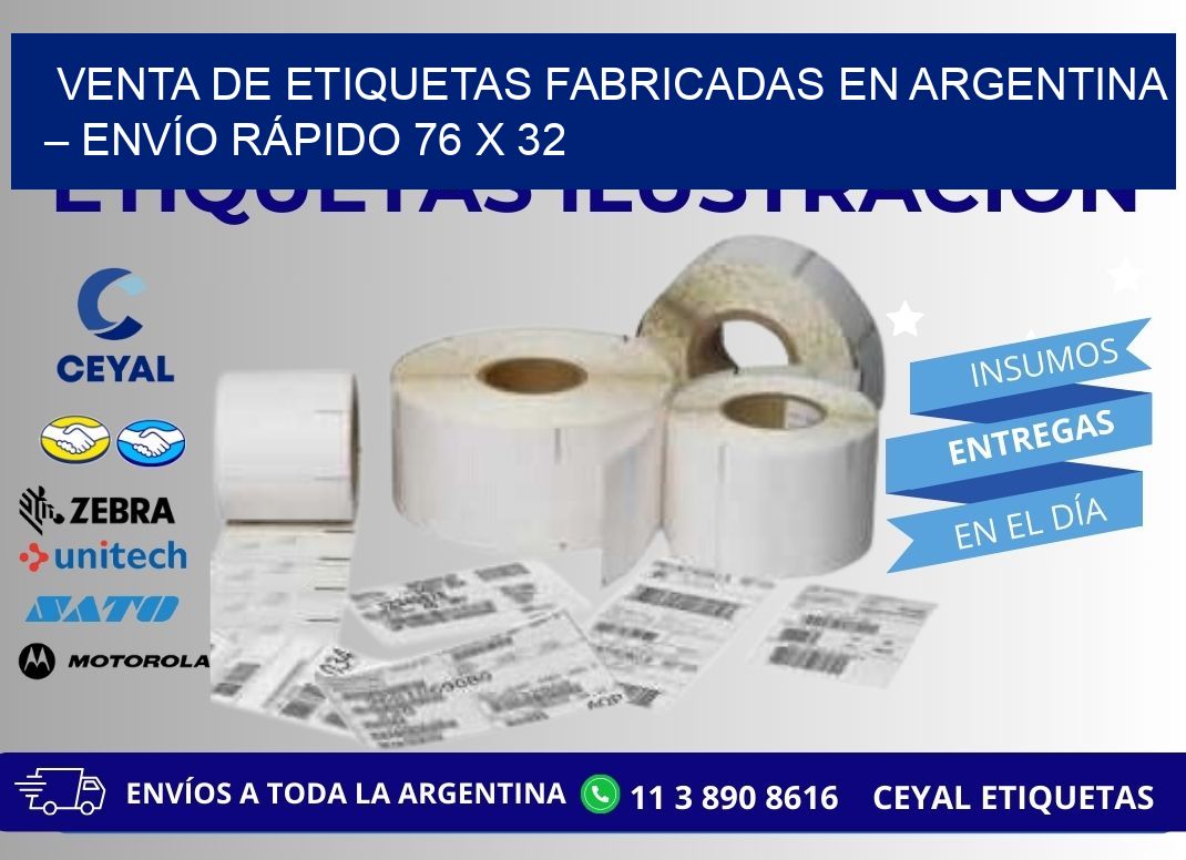 VENTA DE ETIQUETAS FABRICADAS EN ARGENTINA – ENVÍO RÁPIDO 76 x 32