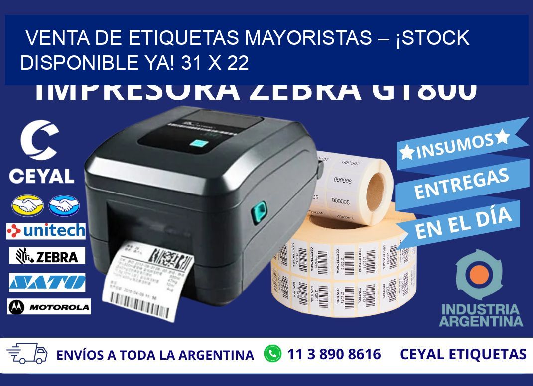 VENTA DE ETIQUETAS MAYORISTAS – ¡STOCK DISPONIBLE YA! 31 x 22