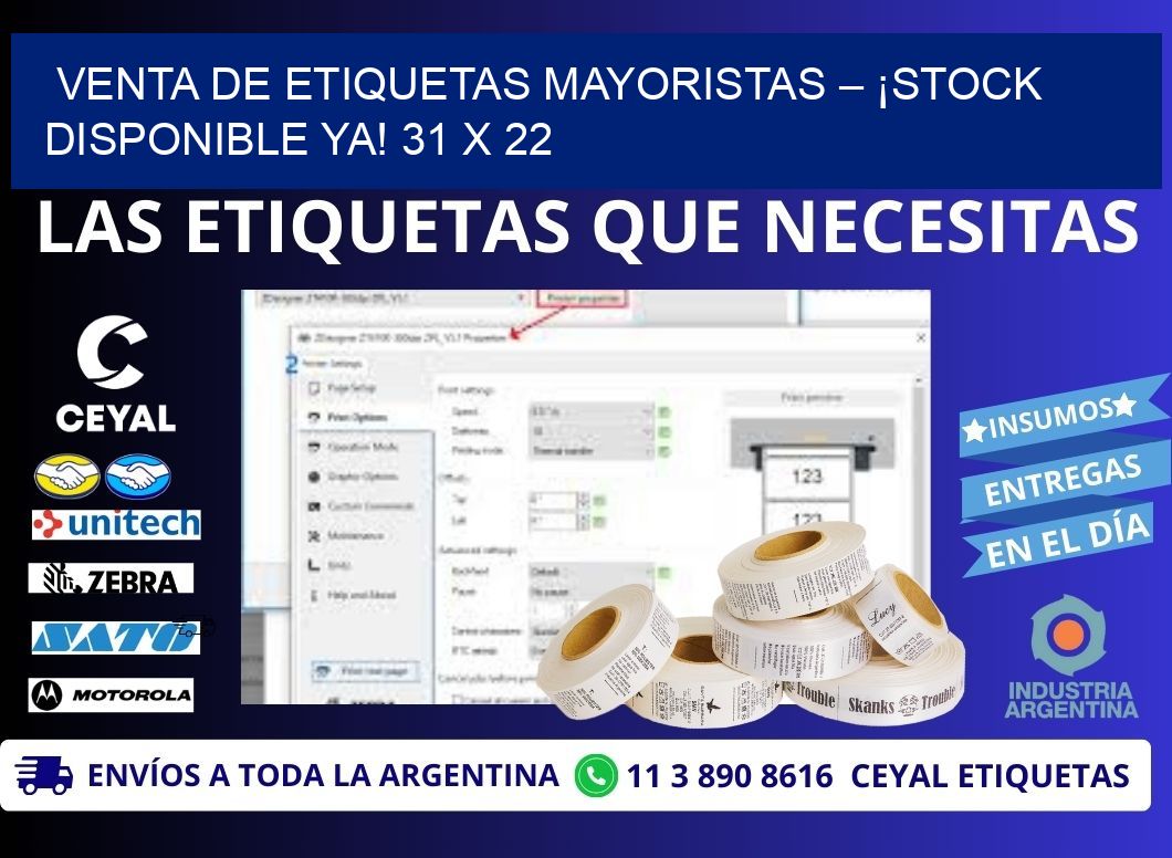 VENTA DE ETIQUETAS MAYORISTAS – ¡STOCK DISPONIBLE YA! 31 x 22