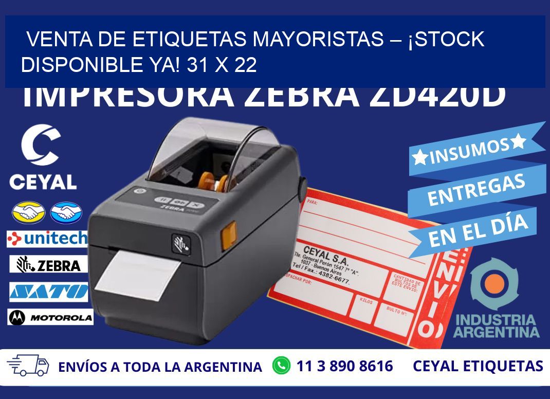 VENTA DE ETIQUETAS MAYORISTAS – ¡STOCK DISPONIBLE YA! 31 x 22