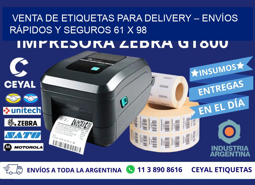 VENTA DE ETIQUETAS PARA DELIVERY – ENVÍOS RÁPIDOS Y SEGUROS 61 x 98