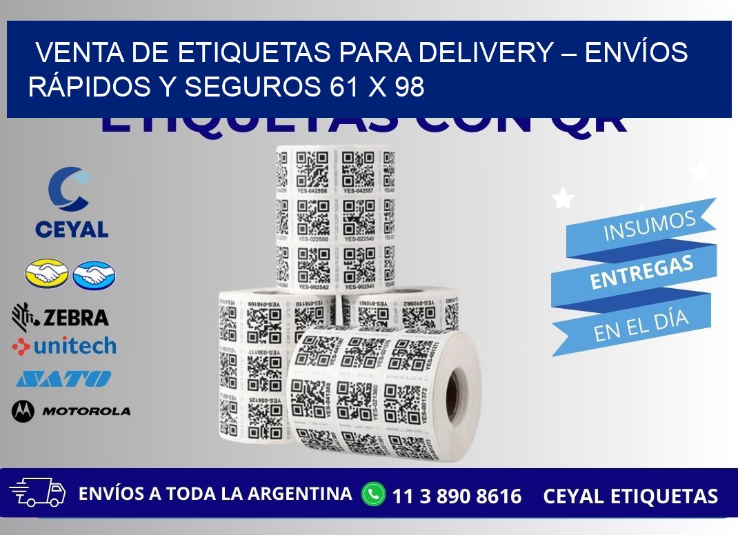 VENTA DE ETIQUETAS PARA DELIVERY – ENVÍOS RÁPIDOS Y SEGUROS 61 x 98