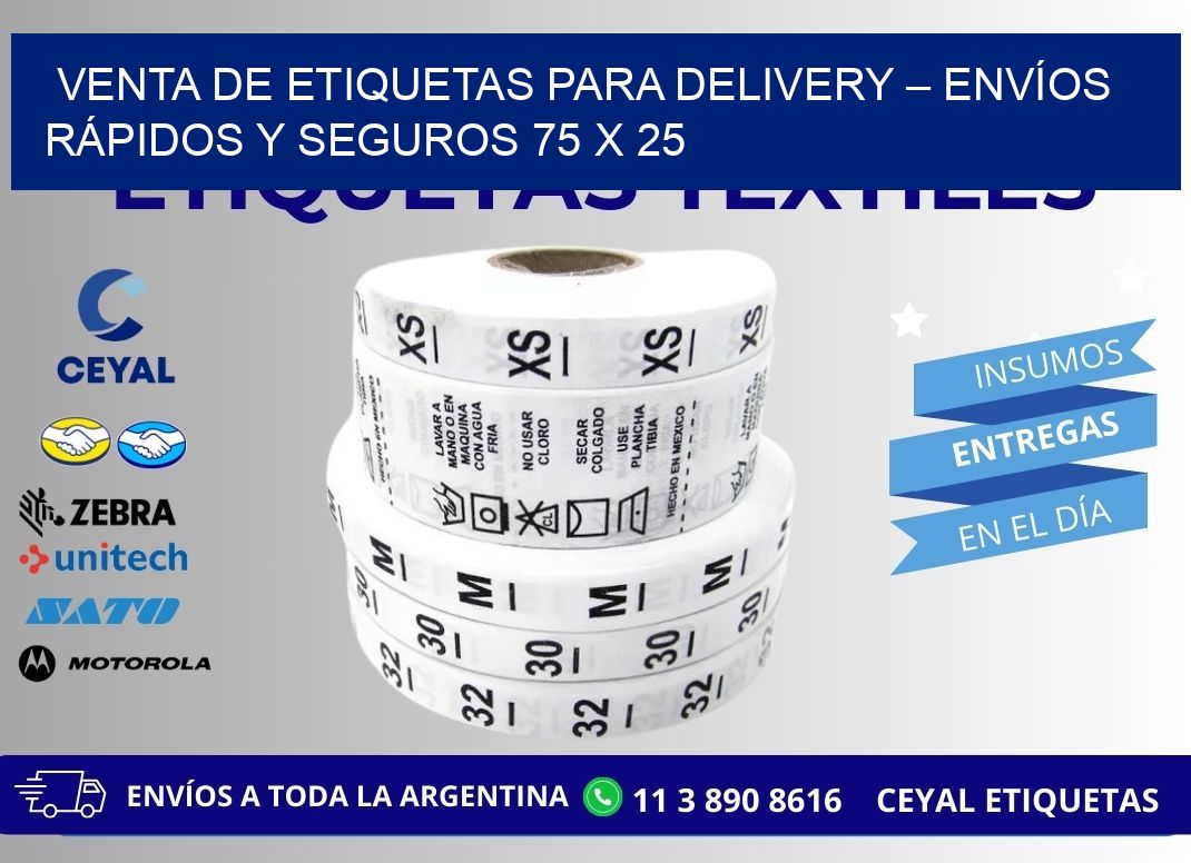 VENTA DE ETIQUETAS PARA DELIVERY – ENVÍOS RÁPIDOS Y SEGUROS 75 x 25