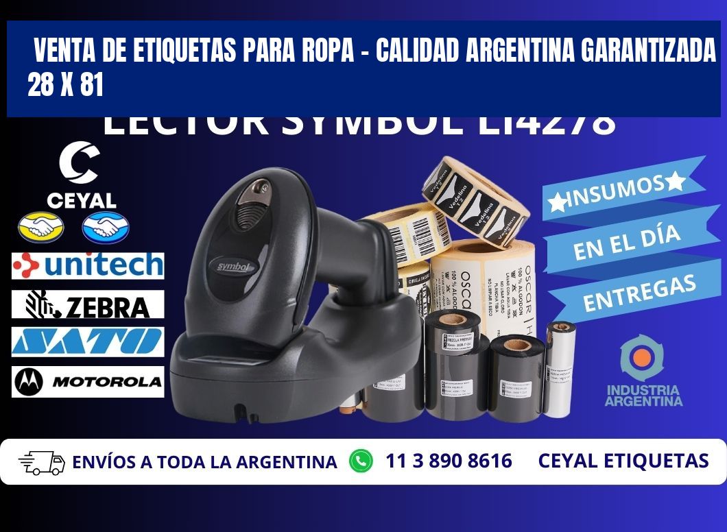 VENTA DE ETIQUETAS PARA ROPA – CALIDAD ARGENTINA GARANTIZADA 28 x 81