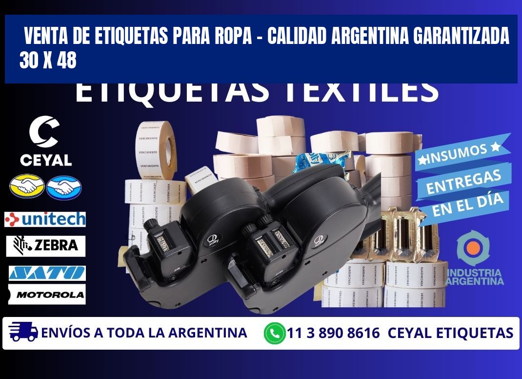 VENTA DE ETIQUETAS PARA ROPA – CALIDAD ARGENTINA GARANTIZADA 30 x 48