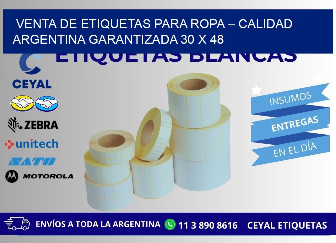 VENTA DE ETIQUETAS PARA ROPA – CALIDAD ARGENTINA GARANTIZADA 30 x 48